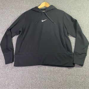 Nike Pullover Hoodie Black White Logo Minimalist Gym Athletic Stretchy Men's L